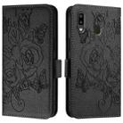 For Samsung Galaxy A20 / A30 / M10s Embossed Rose RFID Anti-theft Leather Phone Case(Black) - 2