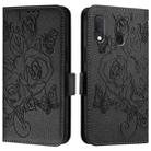 For Samsung Galaxy A20e / A10e Embossed Rose RFID Anti-theft Leather Phone Case(Black) - 2