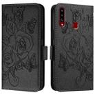 For Samsung Galaxy A20s Embossed Rose RFID Anti-theft Leather Phone Case(Black) - 2