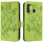 For Samsung Galaxy A21 EU Version Embossed Rose RFID Anti-theft Leather Phone Case(Green) - 2