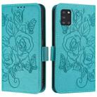 For Samsung Galaxy A31 Embossed Rose RFID Anti-theft Leather Phone Case(Light Blue) - 2