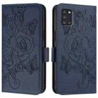 For Samsung Galaxy A31 Embossed Rose RFID Anti-theft Leather Phone Case(Dark Blue) - 2