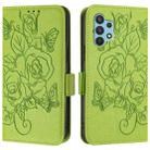 For Samsung Galaxy A32 4G Embossed Rose RFID Anti-theft Leather Phone Case(Green) - 2