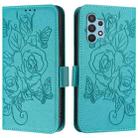 For Samsung Galaxy A32 4G Embossed Rose RFID Anti-theft Leather Phone Case(Light Blue) - 2