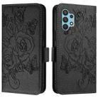 For Samsung Galaxy A32 4G Embossed Rose RFID Anti-theft Leather Phone Case(Black) - 2