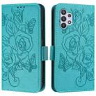 For Samsung Galaxy A32 5G / M32 5G Embossed Rose RFID Anti-theft Leather Phone Case(Light Blue) - 2