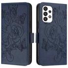 For Samsung Galaxy A33 Embossed Rose RFID Anti-theft Leather Phone Case(Dark Blue) - 2