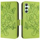 For Samsung Galaxy A34 5G Embossed Rose RFID Anti-theft Leather Phone Case(Green) - 2