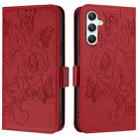 For Samsung Galaxy A34 5G Embossed Rose RFID Anti-theft Leather Phone Case(Red) - 2