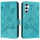For Samsung Galaxy A34 5G Embossed Rose RFID Anti-theft Leather Phone Case(Light Blue) - 2