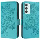 For Samsung Galaxy A35 5G Embossed Rose RFID Anti-theft Leather Phone Case(Light Blue) - 2