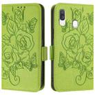 For Samsung Galaxy A40 Embossed Rose RFID Anti-theft Leather Phone Case(Green) - 2