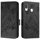 For Samsung Galaxy A40 Embossed Rose RFID Anti-theft Leather Phone Case(Black) - 2