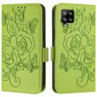 For Samsung Galaxy A42 5G / M42 Embossed Rose RFID Anti-theft Leather Phone Case(Green) - 2