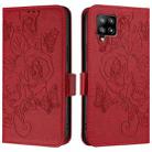 For Samsung Galaxy A42 5G / M42 Embossed Rose RFID Anti-theft Leather Phone Case(Red) - 2