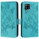 For Samsung Galaxy A42 5G / M42 Embossed Rose RFID Anti-theft Leather Phone Case(Light Blue) - 2