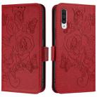 For Samsung Galaxy A50 / A30s / A50s Embossed Rose RFID Anti-theft Leather Phone Case(Red) - 2