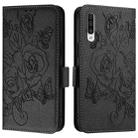 For Samsung Galaxy A50 / A30s / A50s Embossed Rose RFID Anti-theft Leather Phone Case(Black) - 2