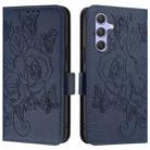 For Samsung Galaxy A54 5G Embossed Rose RFID Anti-theft Leather Phone Case(Dark Blue) - 2