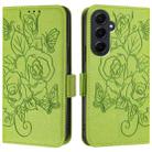 For Samsung Galaxy A55 5G Embossed Rose RFID Anti-theft Leather Phone Case(Green) - 2