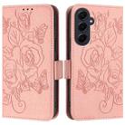 For Samsung Galaxy A55 5G Embossed Rose RFID Anti-theft Leather Phone Case(Pink) - 2