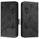 For Samsung Galaxy A71 4G Embossed Rose RFID Anti-theft Leather Phone Case(Black) - 2
