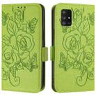 For Samsung Galaxy A71 5G Embossed Rose RFID Anti-theft Leather Phone Case(Green) - 2
