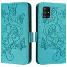 For Samsung Galaxy A71 5G Embossed Rose RFID Anti-theft Leather Phone Case(Light Blue) - 2