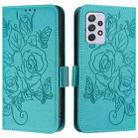 For Samsung Galaxy A72 4G Embossed Rose RFID Anti-theft Leather Phone Case(Light Blue) - 2