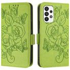 For Samsung Galaxy A73 5G Embossed Rose RFID Anti-theft Leather Phone Case(Green) - 2
