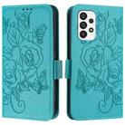 For Samsung Galaxy A73 5G Embossed Rose RFID Anti-theft Leather Phone Case(Light Blue) - 2