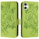 For Samsung Galaxy A06 4G Embossed Rose RFID Anti-theft Leather Phone Case(Green) - 3