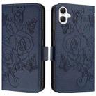 For Samsung Galaxy A06 4G Embossed Rose RFID Anti-theft Leather Phone Case(Dark Blue) - 3
