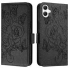 For Samsung Galaxy A06 4G Embossed Rose RFID Anti-theft Leather Phone Case(Black) - 3
