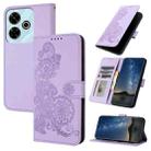 For Redmi 13 4G Datura Flower Embossed Flip Leather Phone Case(Purple) - 1