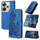 For Redmi Turbo 3 / Xiaomi Poco F6 Datura Flower Embossed Flip Leather Phone Case(Blue) - 1