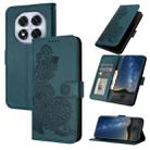 For Redmi Note 14 Pro 4G Datura Flower Embossed Flip Leather Phone Case(Dark Green) - 1