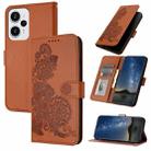 For Redmi Note 12 Turbo / Xiaomi Poco F5 Datura Flower Embossed Flip Leather Phone Case(Brown) - 1
