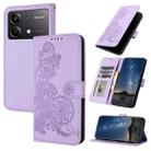 For Redmi Note 13R Pro / Xiaomi Poco X6 Neo Datura Flower Embossed Flip Leather Phone Case(Purple) - 1