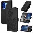 For Redmi A5 4G 171.7mm / Xiaomi Poco C71 Datura Flower Embossed Flip Leather Phone Case(Black) - 1