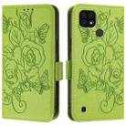 For Realme C20 / C11 2021 / C21 Embossed Rose RFID Anti-theft Leather Phone Case(Green) - 2