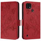 For Realme C20 / C11 2021 / C21 Embossed Rose RFID Anti-theft Leather Phone Case(Red) - 2