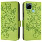 For Realme C21Y Embossed Rose RFID Anti-theft Leather Phone Case(Green) - 2