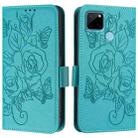 For Realme C21Y Embossed Rose RFID Anti-theft Leather Phone Case(Light Blue) - 2