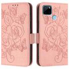 For Realme C21Y Embossed Rose RFID Anti-theft Leather Phone Case(Pink) - 2