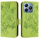 For Realme C63 / C61 Embossed Rose RFID Anti-theft Leather Phone Case(Green) - 2