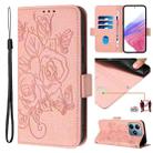 For Realme C63 / C61 Embossed Rose RFID Anti-theft Leather Phone Case(Pink) - 1