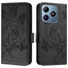 For Realme C63 / C61 Embossed Rose RFID Anti-theft Leather Phone Case(Black) - 2