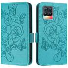 For Realme 8 4G / 8 Pro 4G Embossed Rose RFID Anti-theft Leather Phone Case(Light Blue) - 2