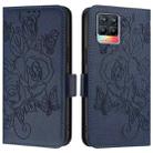 For Realme 8 4G / 8 Pro 4G Embossed Rose RFID Anti-theft Leather Phone Case(Dark Blue) - 2